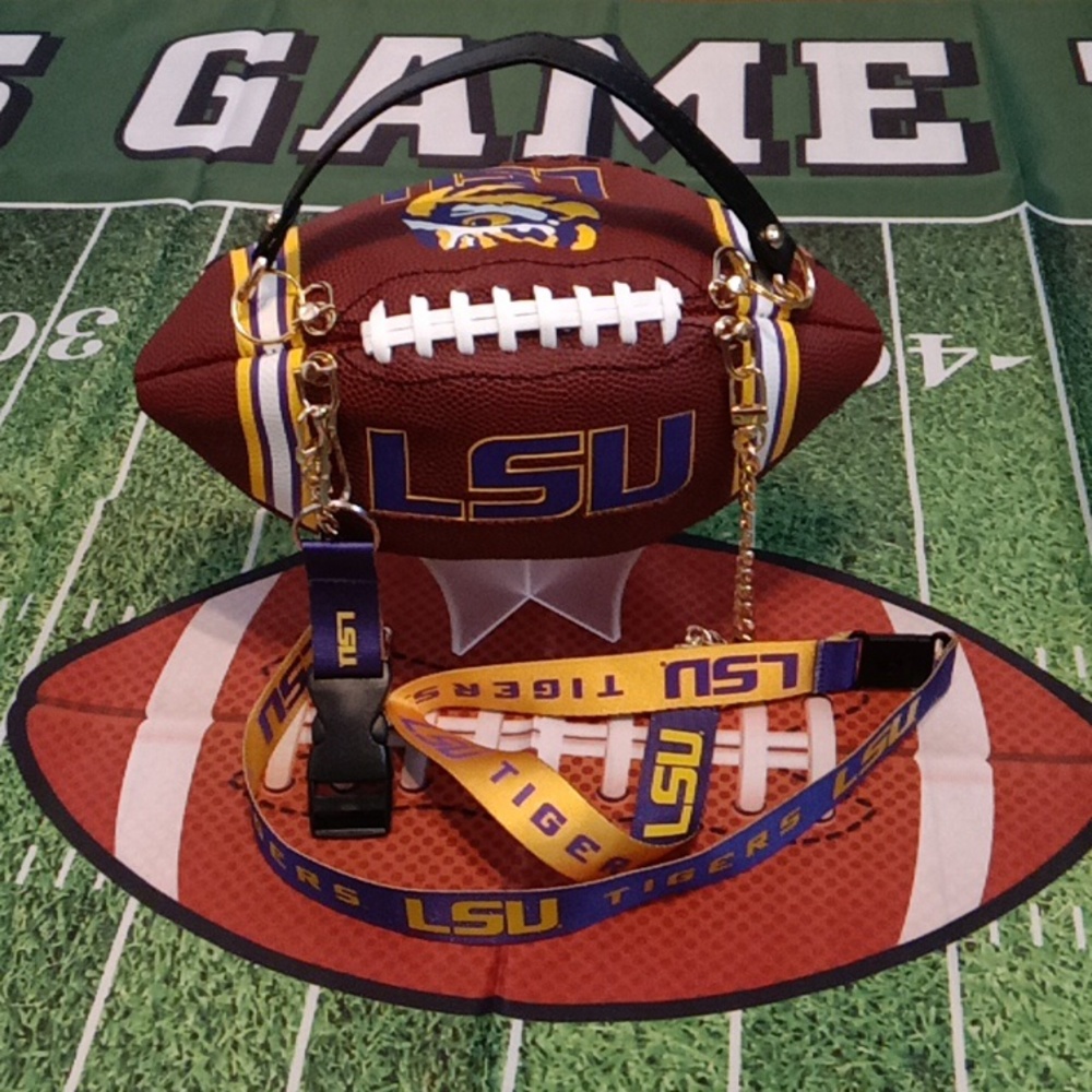 LIMITED EDITION HANDMADE Football Purse NCAA COLLEGE (LSU TIGERS) 🏈 - Picture 3 of 17
